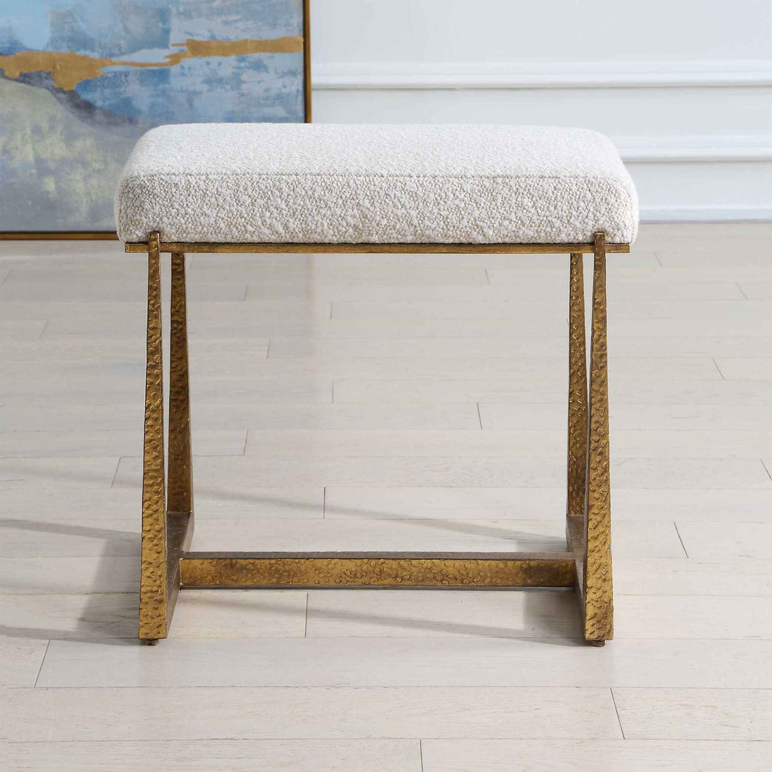 Midas - Small Bench - Gold / White