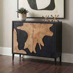 Andrei - Teak Root 2 Door Cabinet - Black / Woodtone