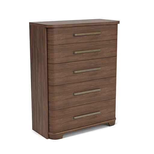 Delia - 5 Drawer Chest - Nouveau Walnut