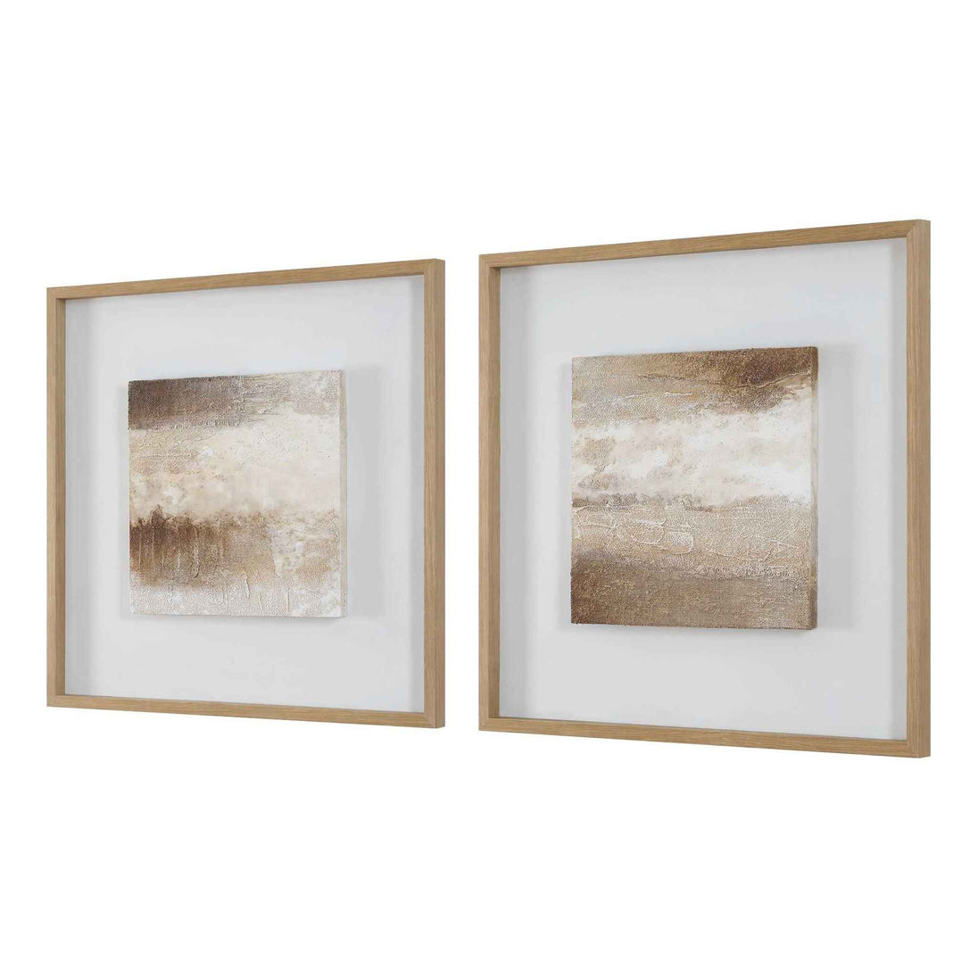 Between Lines - Abstract Painting (Set of 2) - Brown / White
