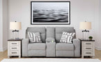 Biscoe - Power Reclining Loveseat With Console /Adj Headrest - Pewter