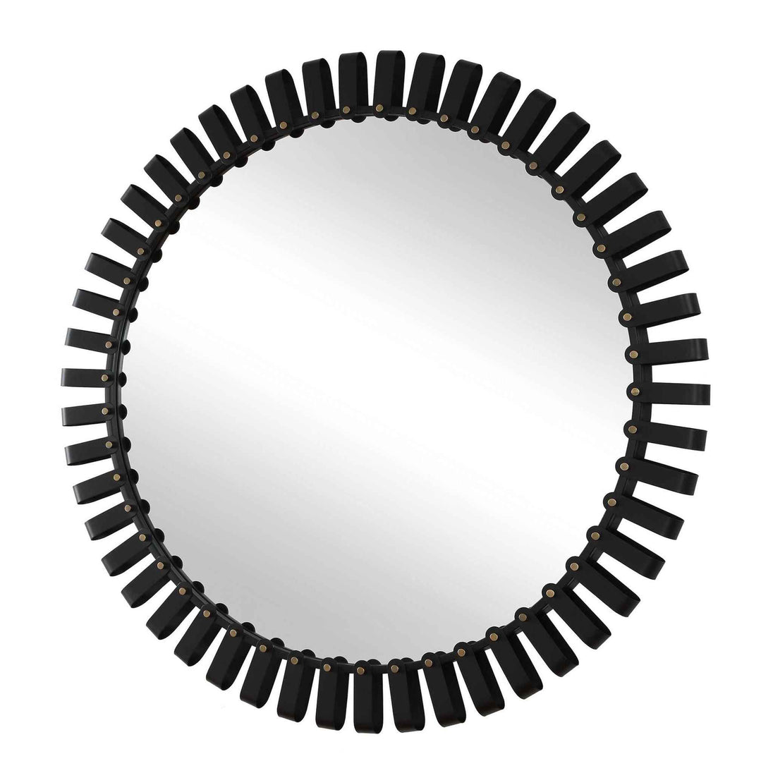 Jael - Round Iron Bands Mirror - Black