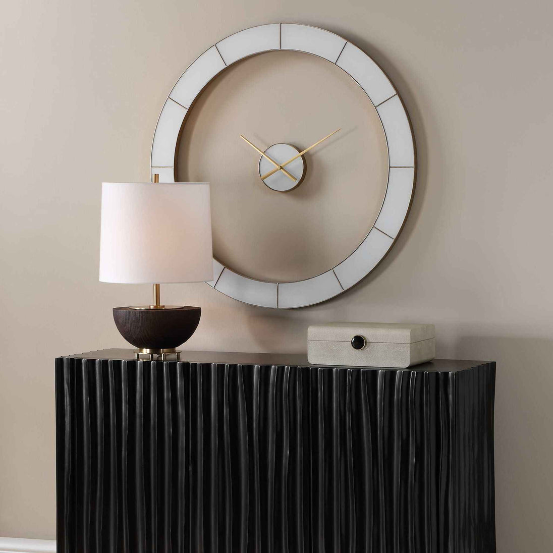 Ivory Halo - Minimalist Wall Clock - Gold / White
