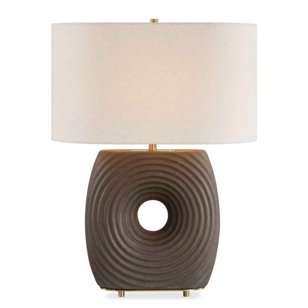 Geno - Concentric Ribbed Table Lamp - Brown