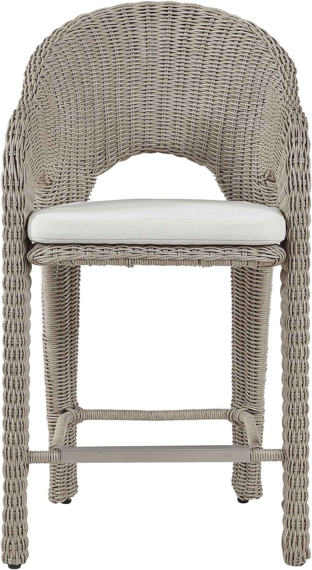 Seacrest - Olefin Water Resistant Fabric And Wicker Outdoor Patio Bar Stool