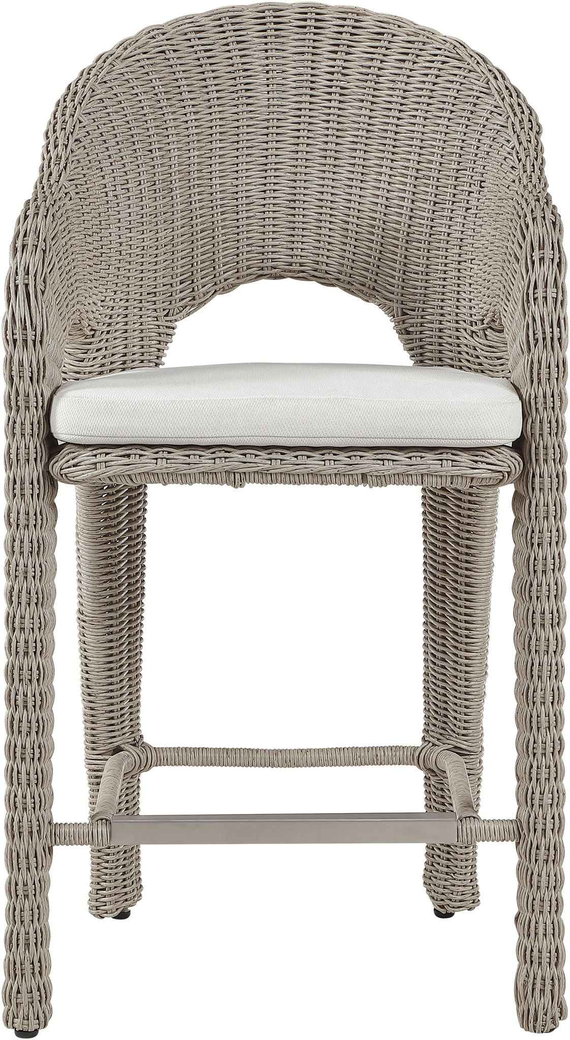 Seacrest - Olefin Water Resistant Fabric And Wicker Outdoor Patio Bar Stool