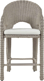 Seacrest - Olefin Water Resistant Fabric And Wicker Outdoor Patio Bar Stool