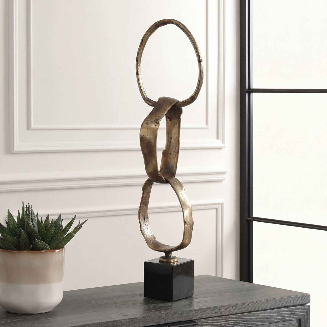 Loopform - Ring Sculpture - Black / Brass