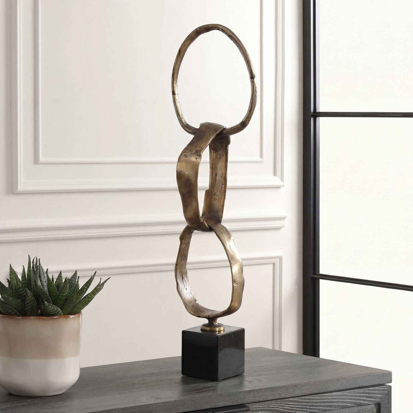 Loopform - Ring Sculpture - Black / Brass