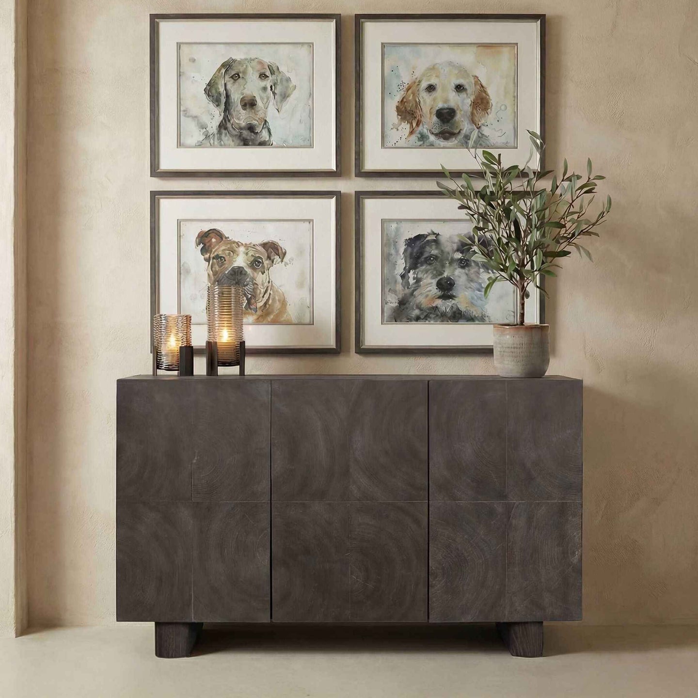 Phineas - 3 Door Modern Cabinet - Woodtone