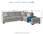 Altari - Right Arm Facing Corner Chaise With Sleeper 2 Pc Sectional - Alloy