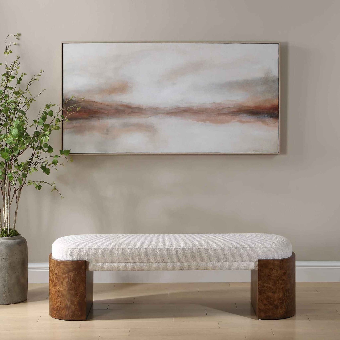 Haze In The Horizon - Landscape Painting - Brown / Orange / White