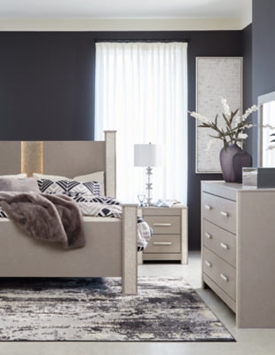 Surancha King Poster Bed, Dresser, Mirror and Nightstand