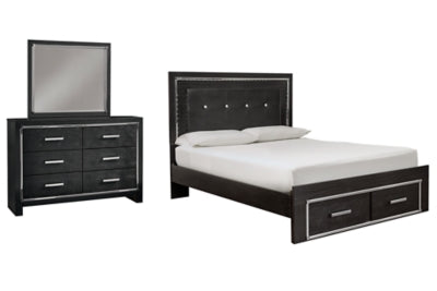 Kaydell Queen Panel Bed with Storage, Dresser and Mirror