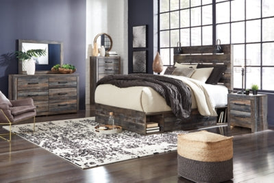 Drystan Queen Panel Bed with Mirrored Dresser and Nightstand
