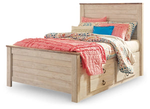 Willowton Whitewash Panel Bed With 2 Storage Drawers