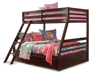 Halanton Dark Brown Twin Over Full Bunk Bed With 1 Large Storage Drawer