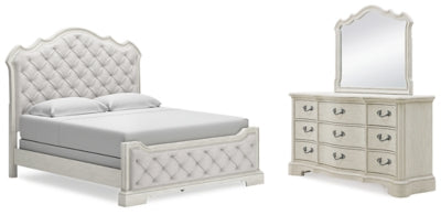 Arlendyne King Upholstered Bed, Dresser and Mirror