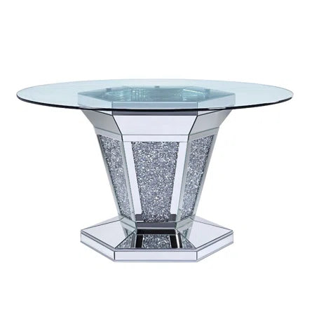 Diamond Round Glass Top Dining