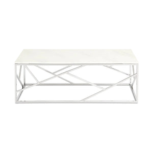 Carole Faux Marble Coffee Table - Silver
