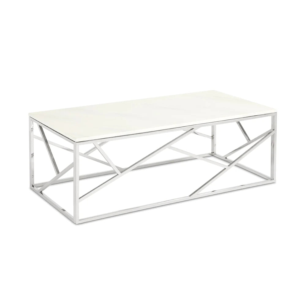 Carole Faux Marble Coffee Table - Silver