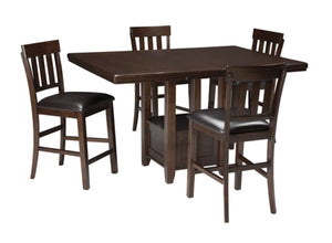 Haddigan Dark Brown 5 Pc. Counter Extension Table, 4 Barstools