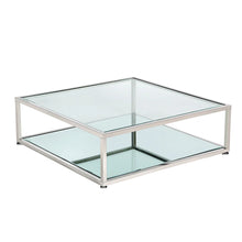 Load image into Gallery viewer, Caspian Square Coffee Table Stainless Steel frame, glass &amp; mirror tops 47&quot;