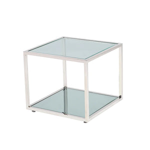 Caspian End Table Stainless Steel frame, glass & mirror tops