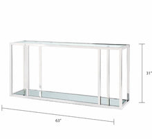 Load image into Gallery viewer, Caspian Sofa Table Stainless Steel frame, glass &amp; mirror tops