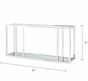 Caspian Sofa Table Stainless Steel frame, glass & mirror tops