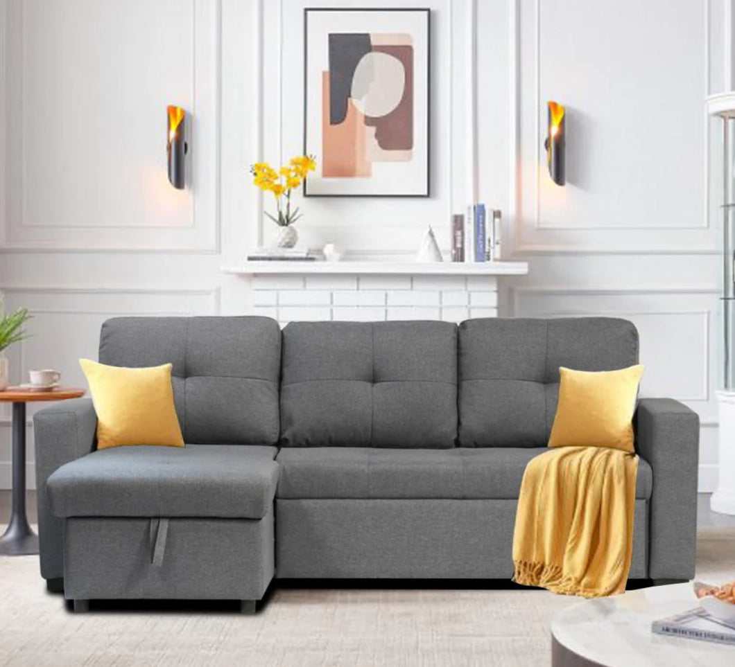 Luis Grey sectional sofa bed with storage