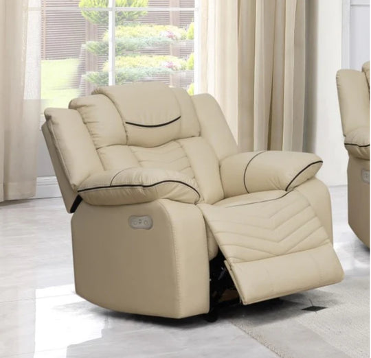 Regina Power Recliner Sofa Collection Air Leather - Beige - Furniture Depot