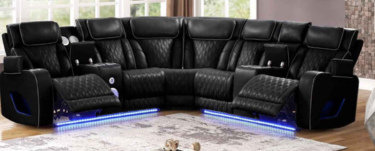 Hudson Power Reclining Leather Gel Sectional