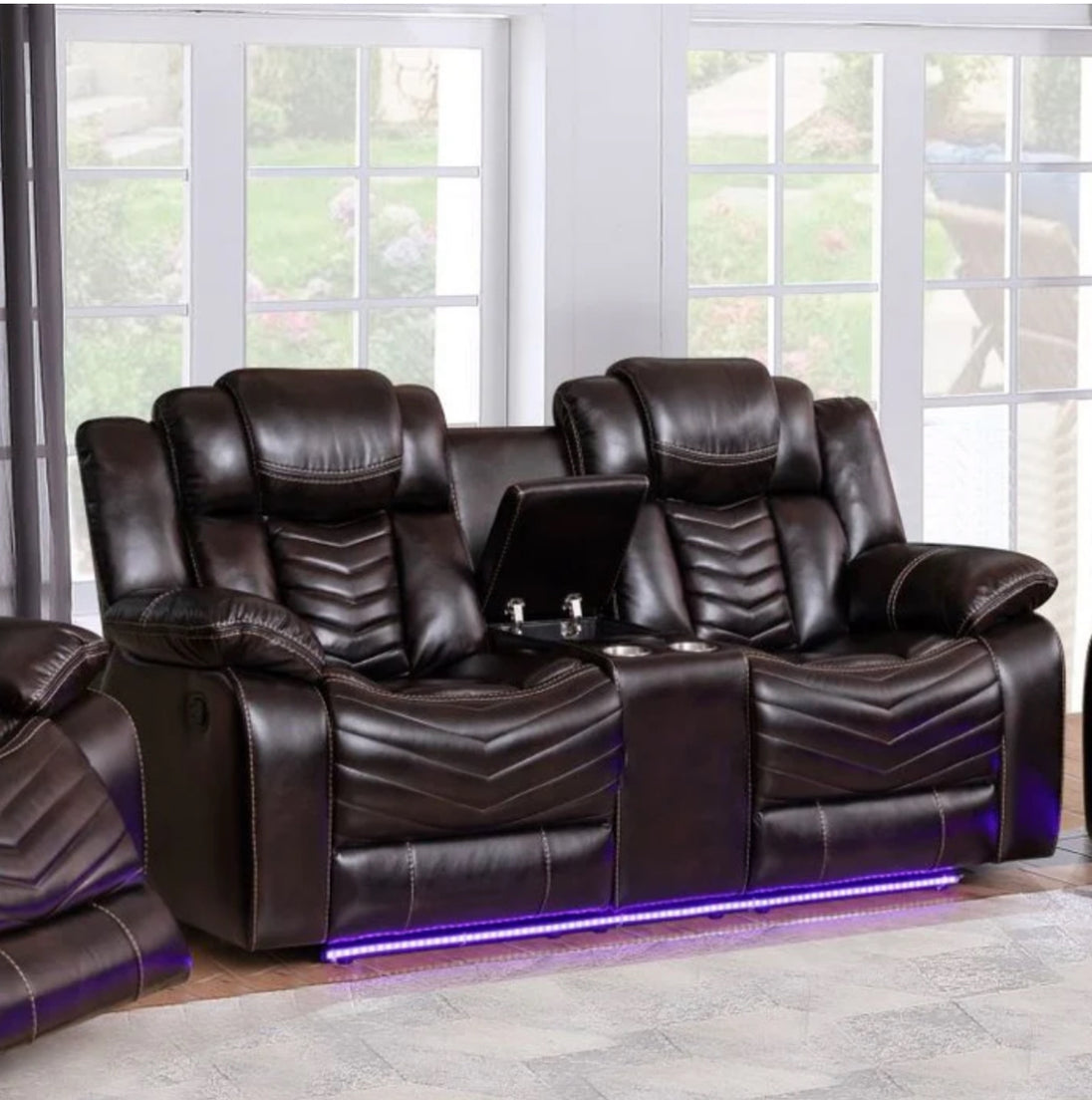 Regina Power Recliner Sofa Collection Air Leather - Brown - Furniture Depot