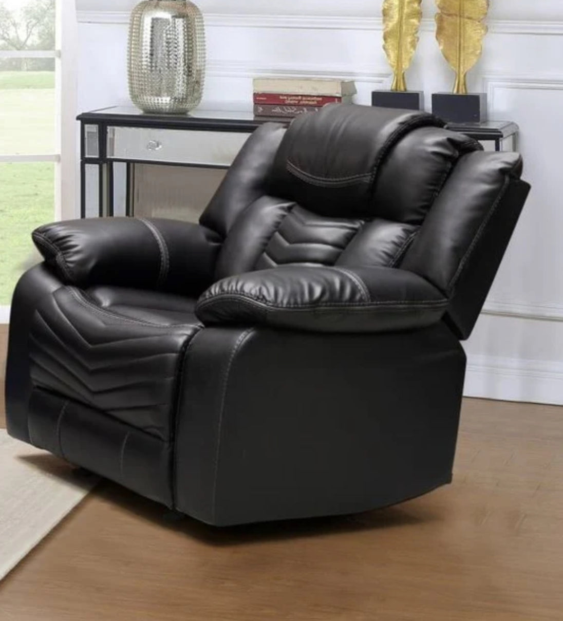 Regina Power Recliner Sofa Collection Air Leather - Black - Furniture Depot