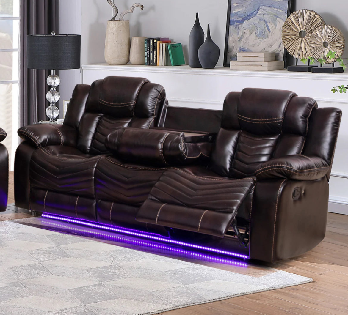 Regina Power Recliner Sofa Collection Air Leather - Brown - Furniture Depot
