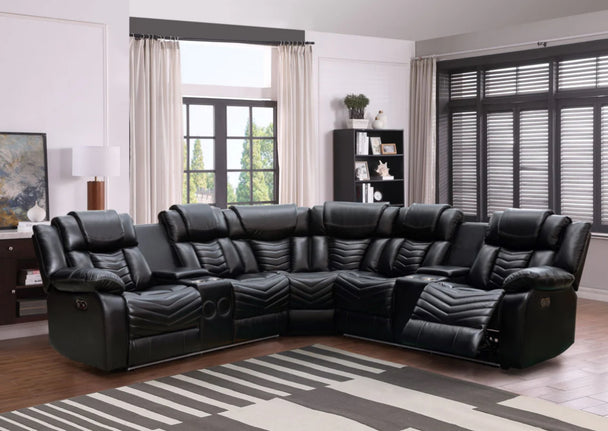 Ricardo Power Sectional Air Leather - Furniture Depot