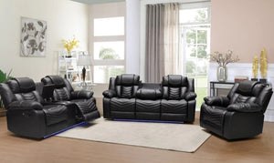 Regina Power Recliner Sofa Collection Air Leather - Black - Furniture Depot