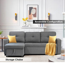 Load image into Gallery viewer, Luis Grey sectional sofa bed with storage