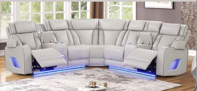 Hudson Power Reclining Leather Gel Sectional