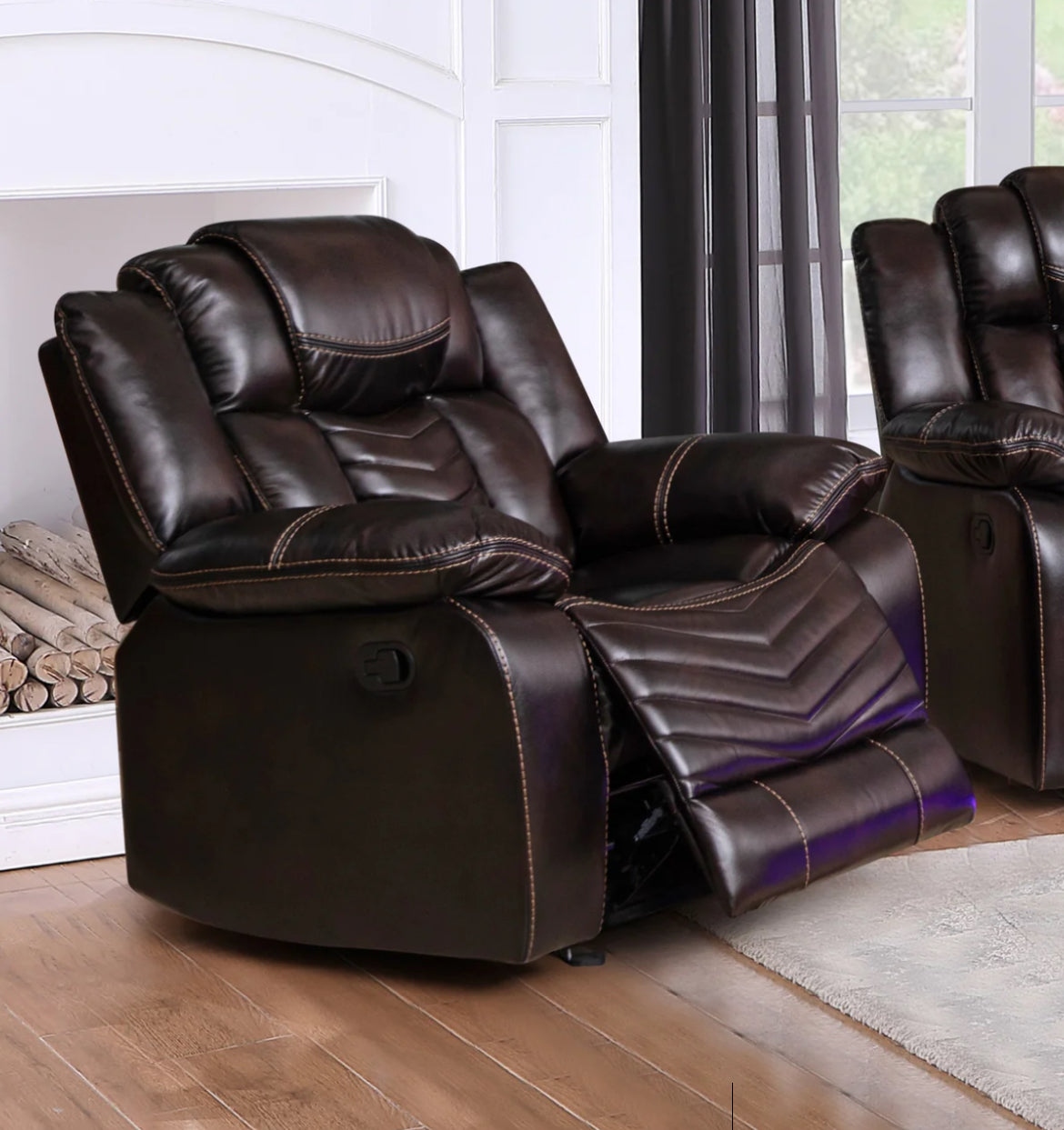 Regina Power Recliner Sofa Collection Air Leather - Brown - Furniture Depot