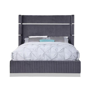 Aspen Glam Grey & Stainless Steel Bed