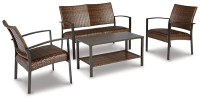 Zariyah Outdoor Love/Chairs/Table Set (Set of 4)