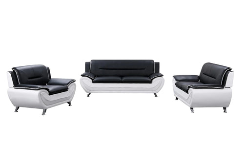 Baltes 3 - Piece Vegan Leather Living Room Set - Black/White