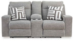 Biscoe - Power Reclining Loveseat With Console /Adj Headrest - Pewter