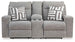 Biscoe - Power Reclining Loveseat With Console /Adj Headrest - Pewter