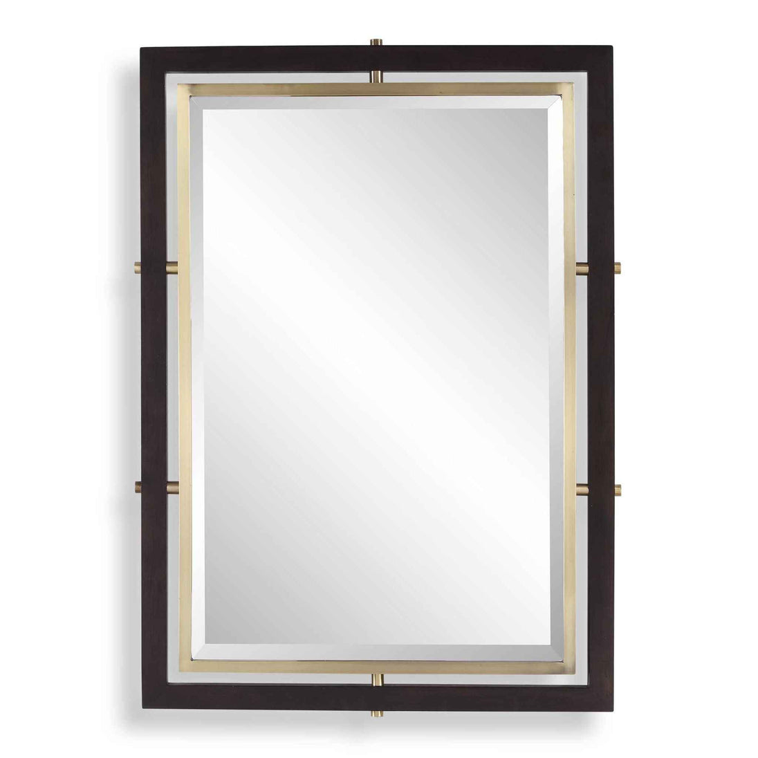 Bach - Rectangle Mirror - Walnut & Brass