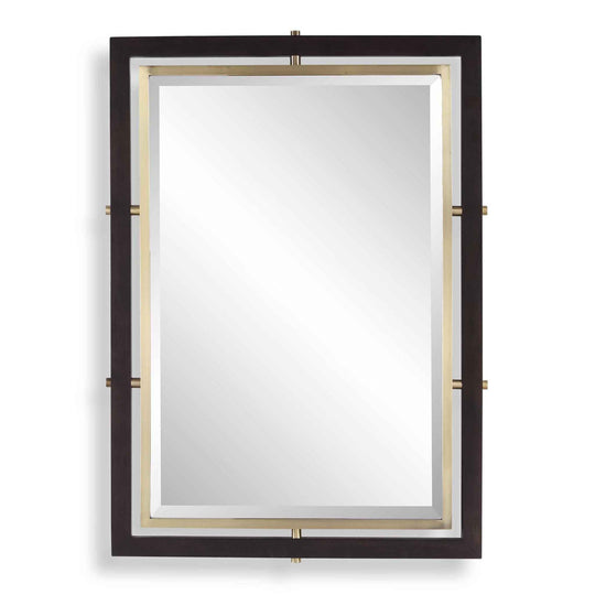 Bach - Rectangle Mirror - Walnut & Brass