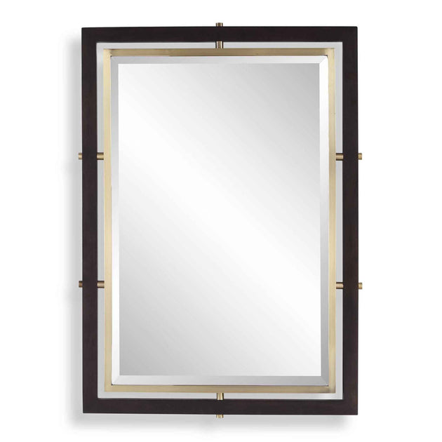 Bach - Rectangle Mirror - Walnut & Brass