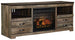 Trinell - 63" TV Stand With Glass/Stone Fireplace Insert - Brown
